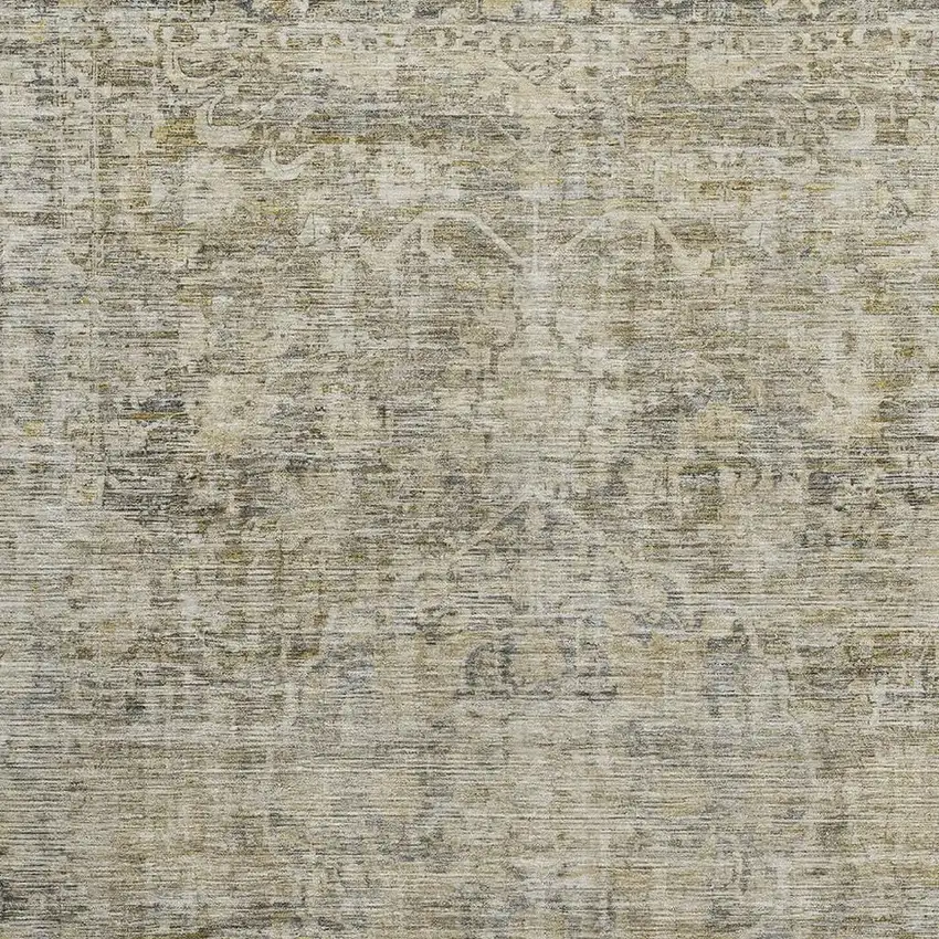 Pewter And Silver Oriental Washable Area Rug With UV Protection Photo 2