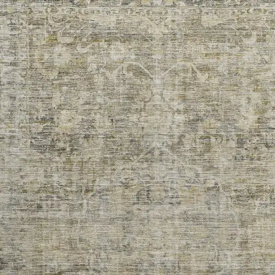 Pewter And Silver Oriental Washable Area Rug With UV Protection Photo 2