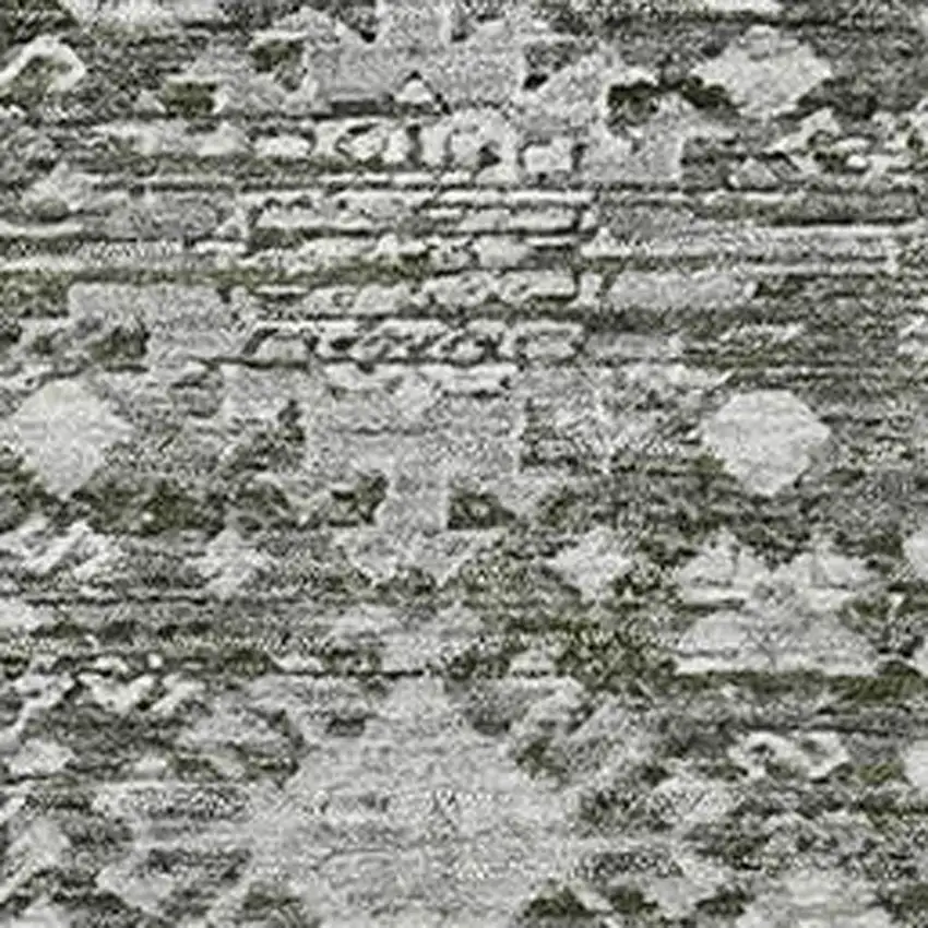 Pewter And Silver Oriental Washable Area Rug With UV Protection Photo 2