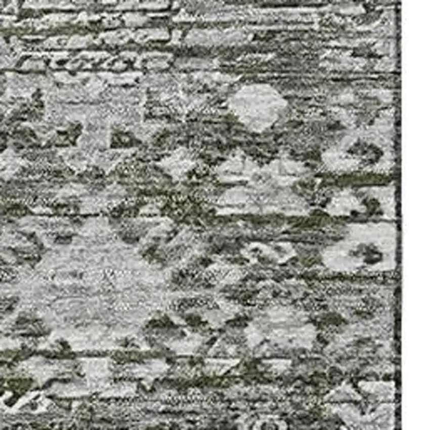 Pewter And Silver Oriental Washable Area Rug With UV Protection Photo 2