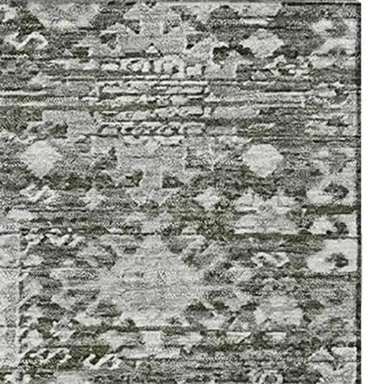 Pewter And Silver Oriental Washable Area Rug With UV Protection Photo 3