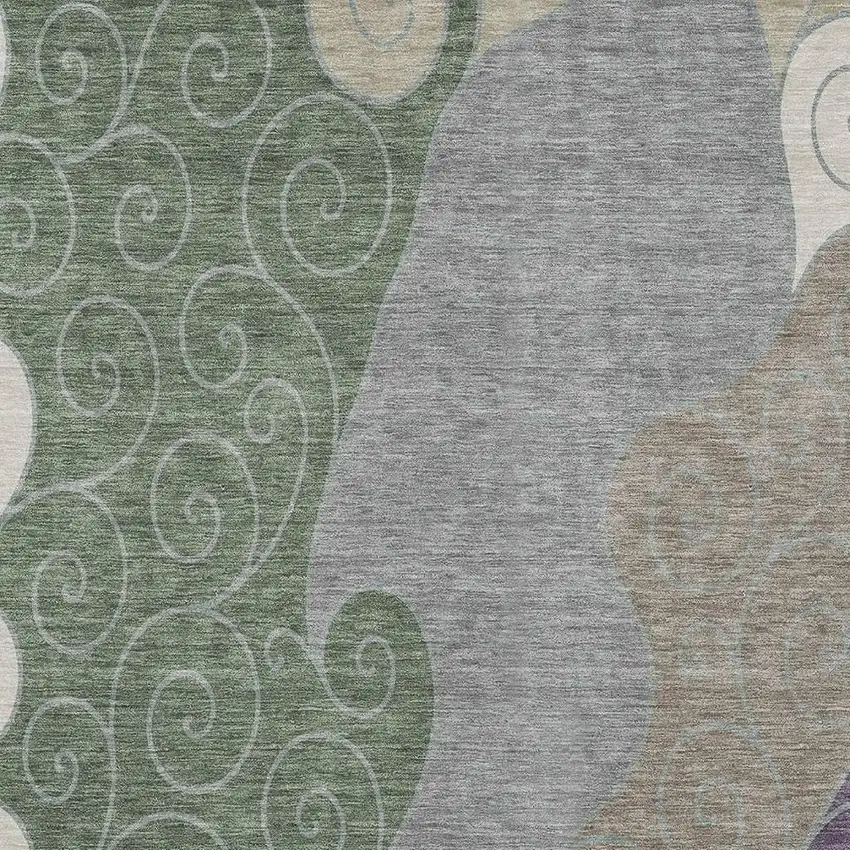 Pewter And Taupe Abstract Washable Indoor Outdoor Area Rug Photo 2