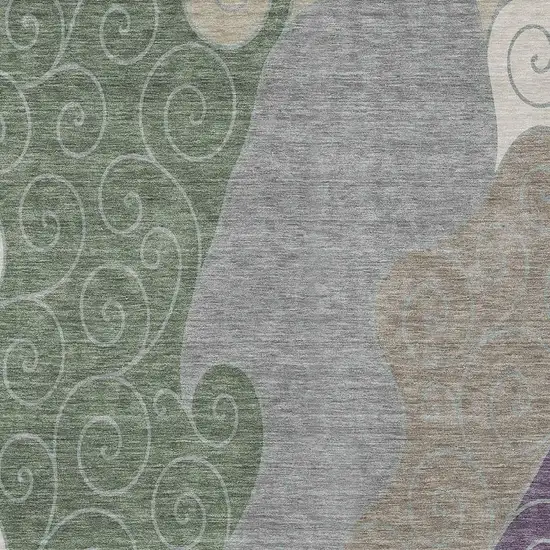 Pewter And Taupe Abstract Washable Indoor Outdoor Area Rug Photo 2