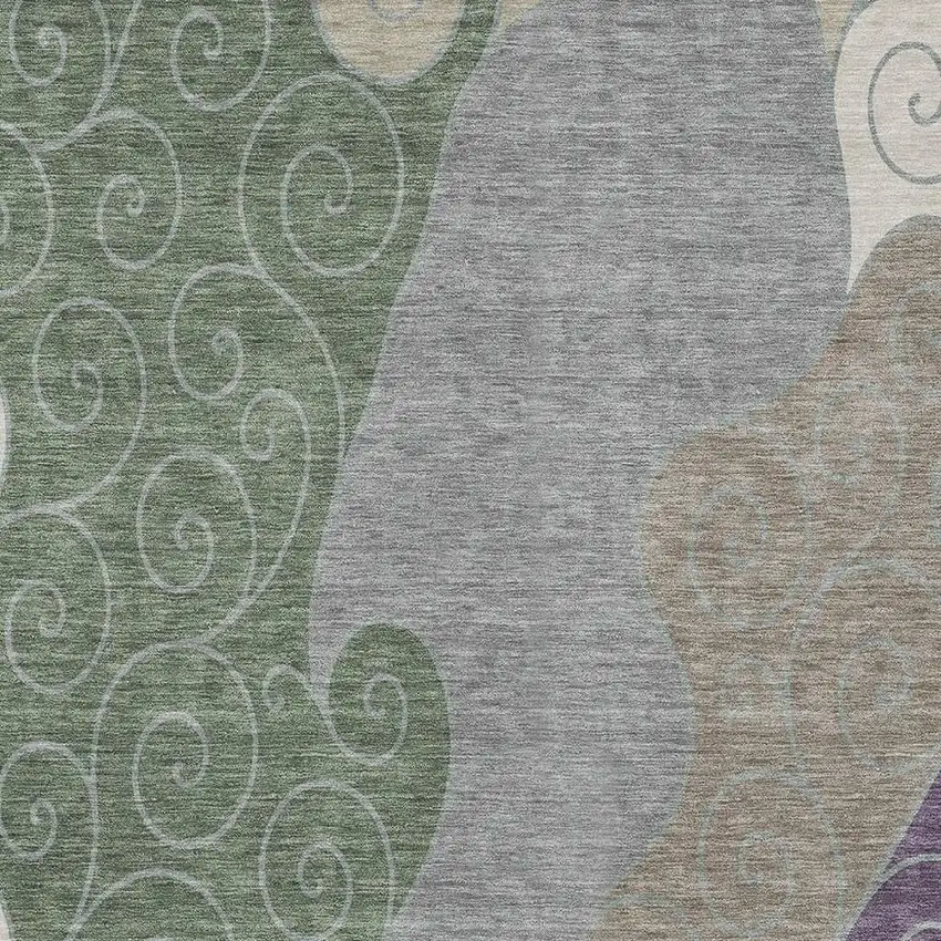Pewter And Taupe Abstract Washable Indoor Outdoor Area Rug Photo 2