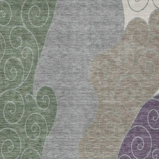 Pewter And Taupe Abstract Washable Indoor Outdoor Area Rug Photo 2