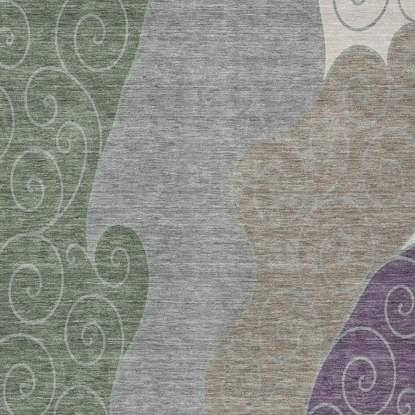 Pewter And Taupe Abstract Washable Indoor Outdoor Area Rug Photo 2