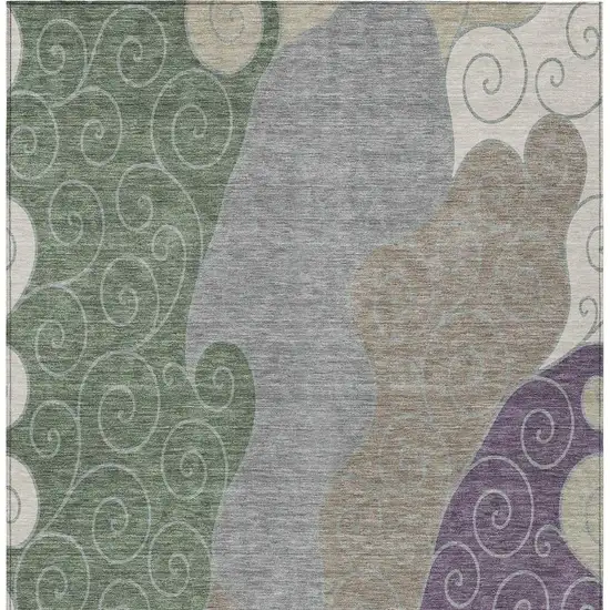 Pewter And Taupe Abstract Washable Indoor Outdoor Area Rug Photo 3