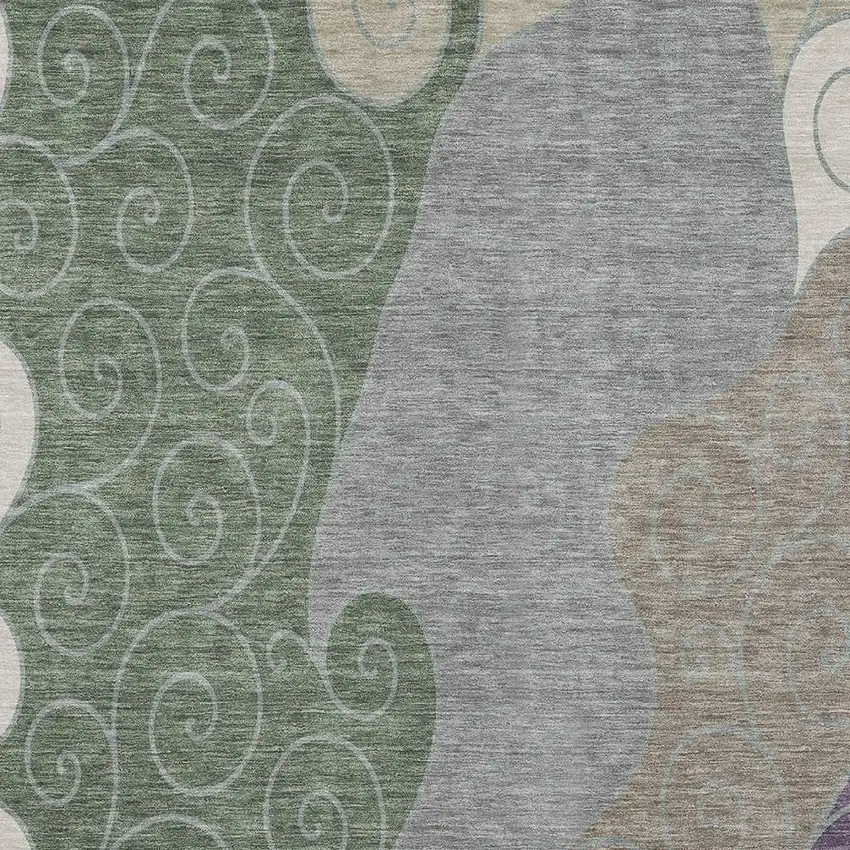 Pewter And Taupe Abstract Washable Indoor Outdoor Area Rug Photo 2