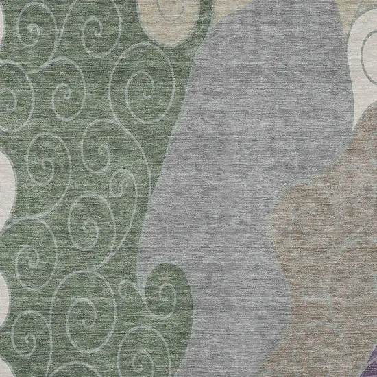 Pewter And Taupe Abstract Washable Indoor Outdoor Area Rug Photo 2