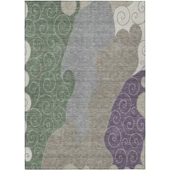 Pewter And Taupe Abstract Washable Indoor Outdoor Area Rug Photo 1