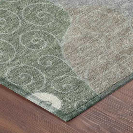 Pewter And Taupe Abstract Washable Indoor Outdoor Area Rug Photo 8