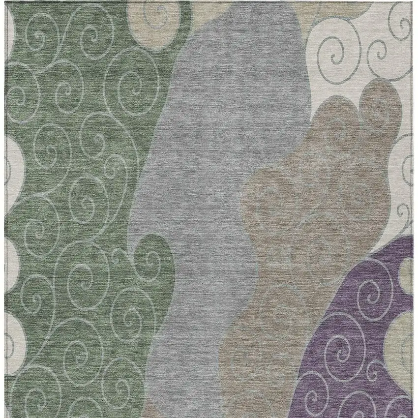 Pewter And Taupe Abstract Washable Indoor Outdoor Area Rug Photo 3