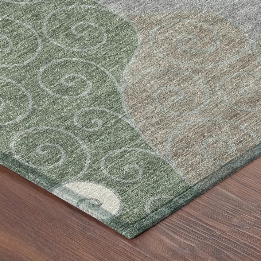 Pewter And Taupe Abstract Washable Indoor Outdoor Area Rug Photo 8