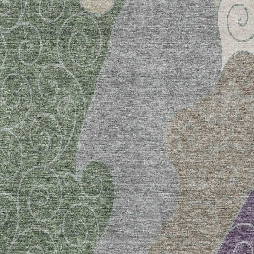 Pewter And Taupe Abstract Washable Indoor Outdoor Area Rug Photo 2