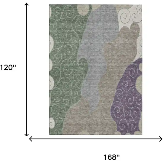 Pewter And Taupe Abstract Washable Indoor Outdoor Area Rug Photo 6