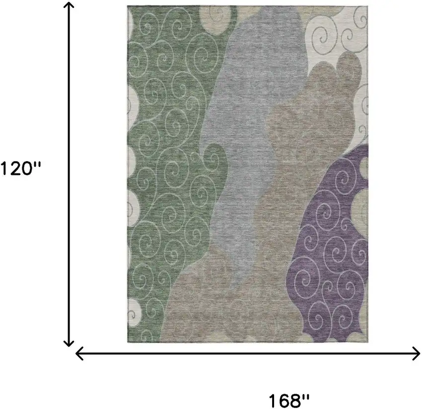 Pewter And Taupe Abstract Washable Indoor Outdoor Area Rug Photo 6