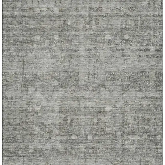 Pewter And Taupe Geometric Washable Area Rug With UV Protection Photo 3