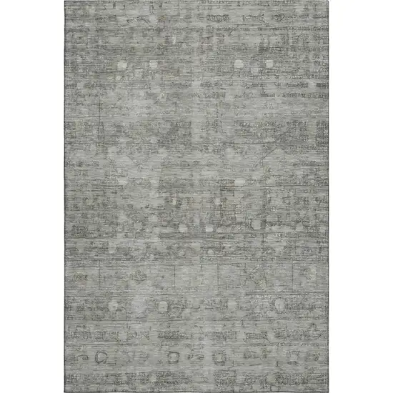 Pewter And Taupe Geometric Washable Area Rug With UV Protection Photo 1