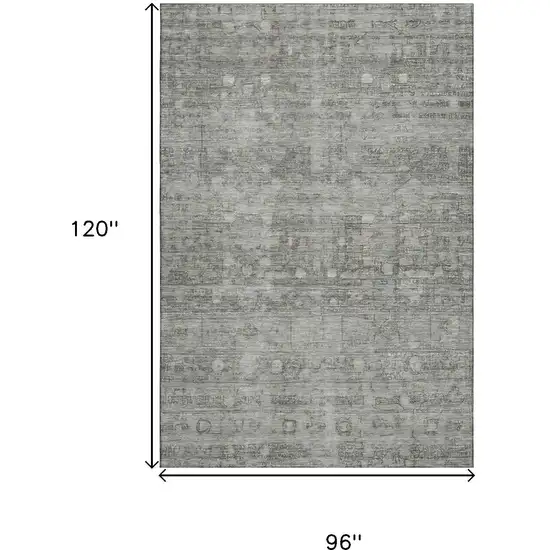 Pewter And Taupe Geometric Washable Area Rug With UV Protection Photo 9