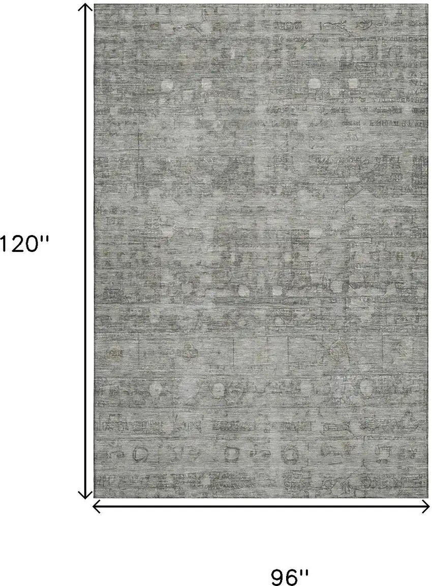 Pewter And Taupe Geometric Washable Area Rug With UV Protection Photo 9