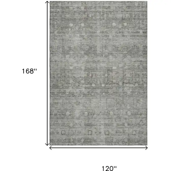 Pewter And Taupe Geometric Washable Area Rug With UV Protection Photo 9
