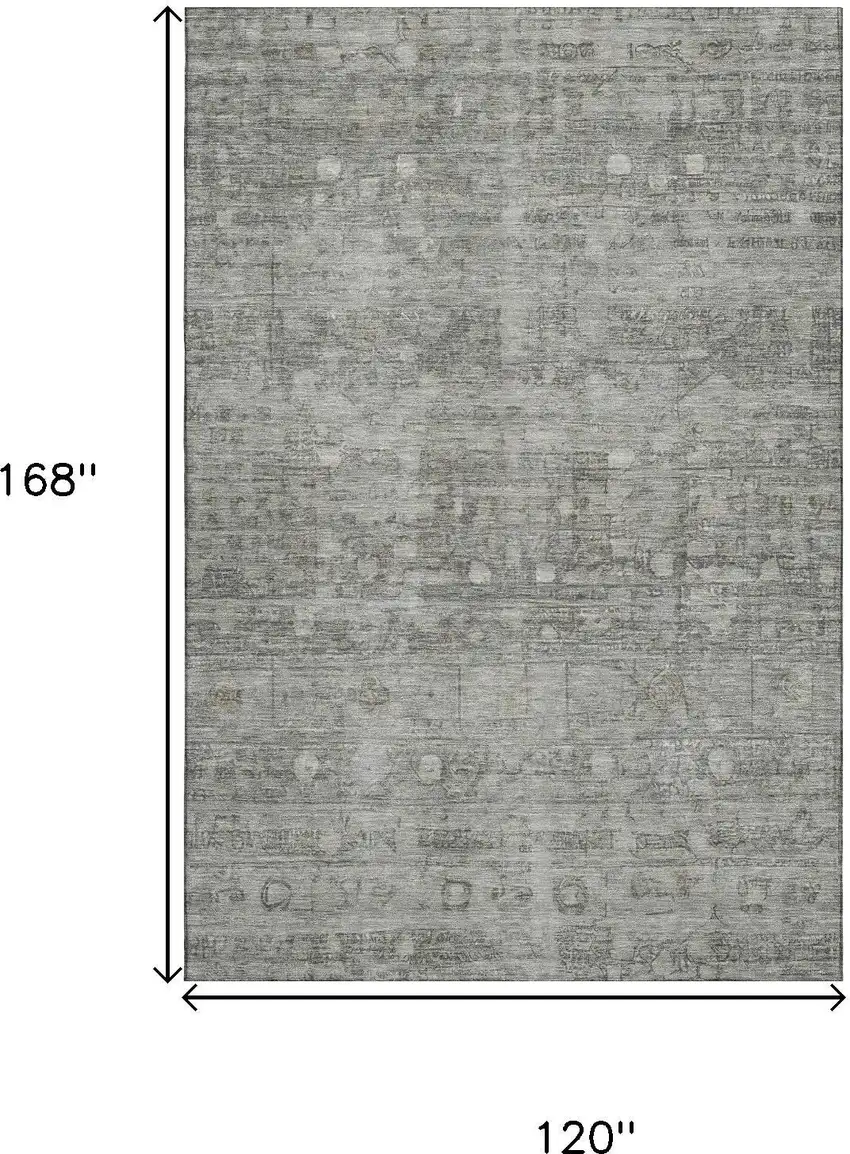 Pewter And Taupe Geometric Washable Area Rug With UV Protection Photo 9