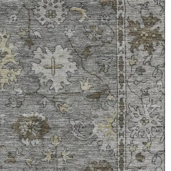 Pewter And Taupe Oriental Washable Area Rug With UV Protection Photo 3
