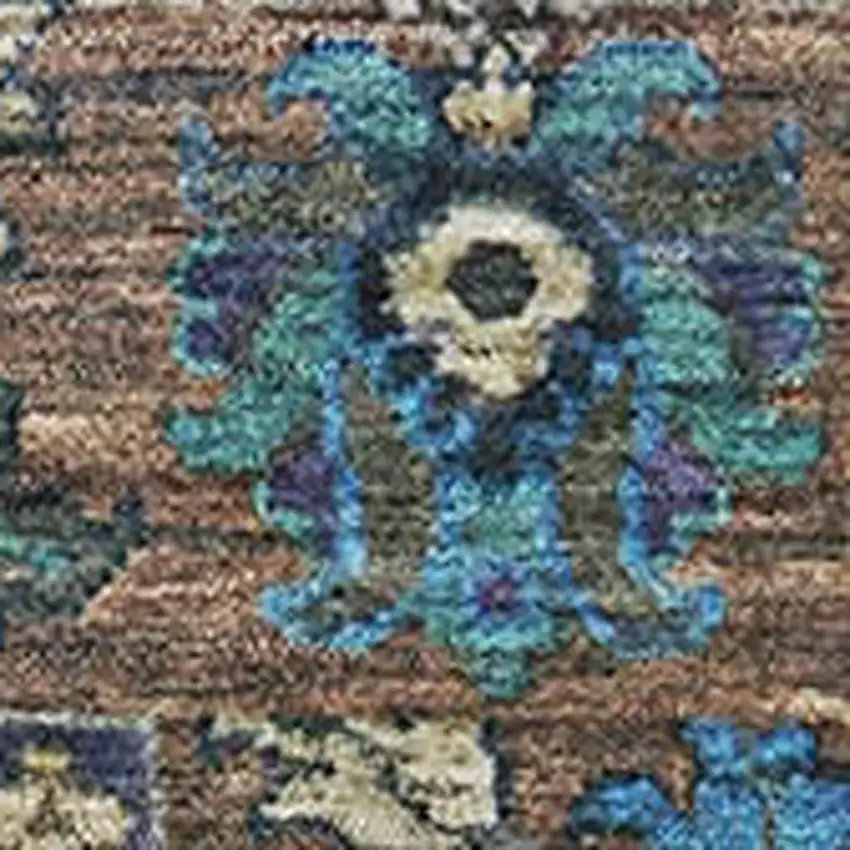 Pewter And Teal Oriental Washable Area Rug With UV Protection Photo 3