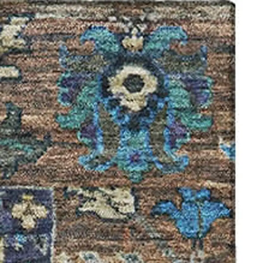 Pewter And Teal Oriental Washable Area Rug With UV Protection Photo 3