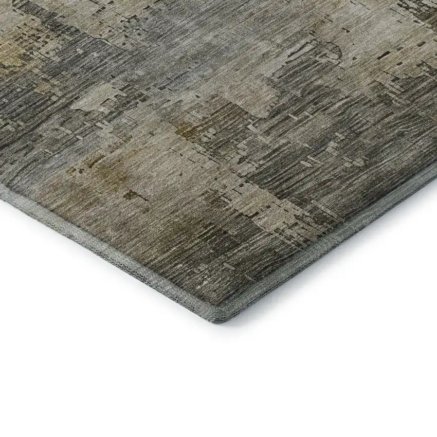 Pewter And Wheat Abstract Washable Area Rug With UV Protection Photo 7