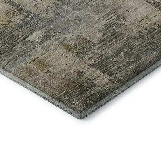 Pewter And Wheat Abstract Washable Area Rug With UV Protection Photo 7