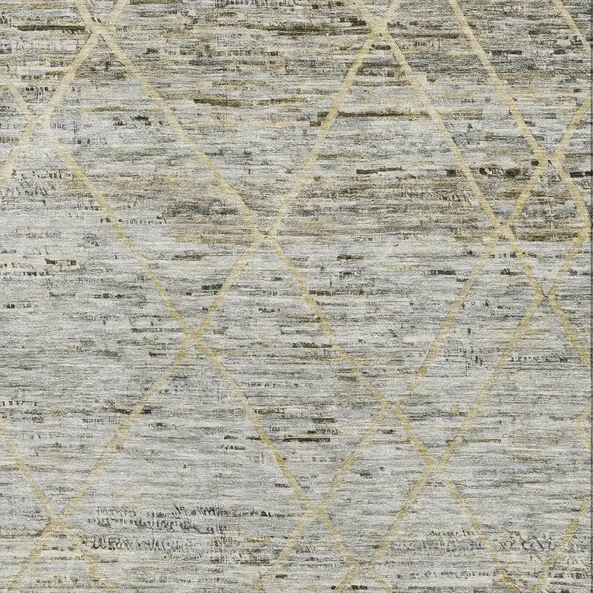 Pewter Beige And Gold Abstract Geometric Washable Area Rug With UV Protection Photo 2