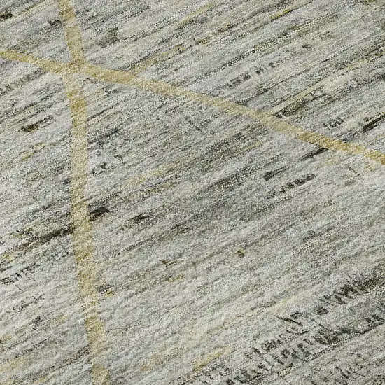 Pewter Beige And Gold Abstract Geometric Washable Area Rug With UV Protection Photo 9