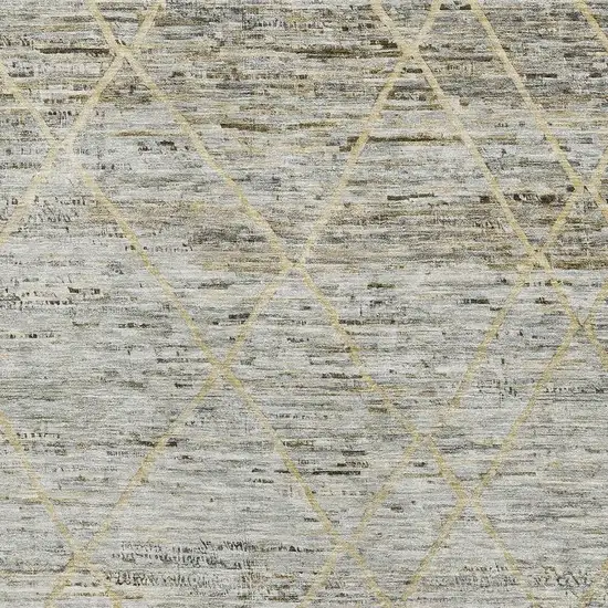 Pewter Beige And Gold Abstract Geometric Washable Area Rug With UV Protection Photo 2