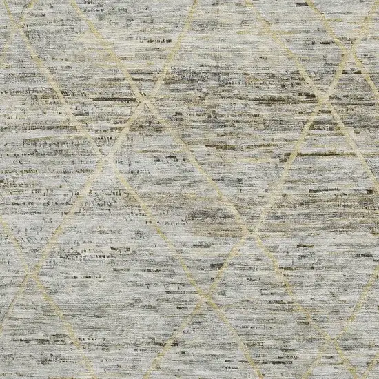 Pewter Beige And Gold Abstract Geometric Washable Area Rug With UV Protection Photo 2