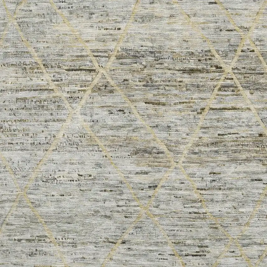 Pewter Beige And Gold Abstract Geometric Washable Area Rug With UV Protection Photo 2