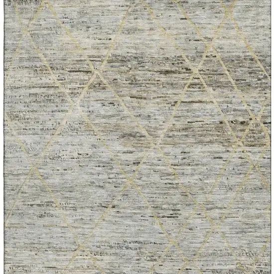 Pewter Beige And Gold Abstract Geometric Washable Area Rug With UV Protection Photo 3
