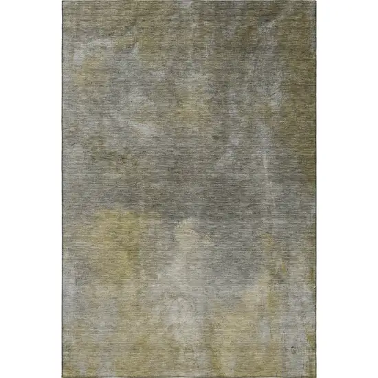 Pewter Beige And Gold Abstract Washable Area Rug With UV Protection Photo 5