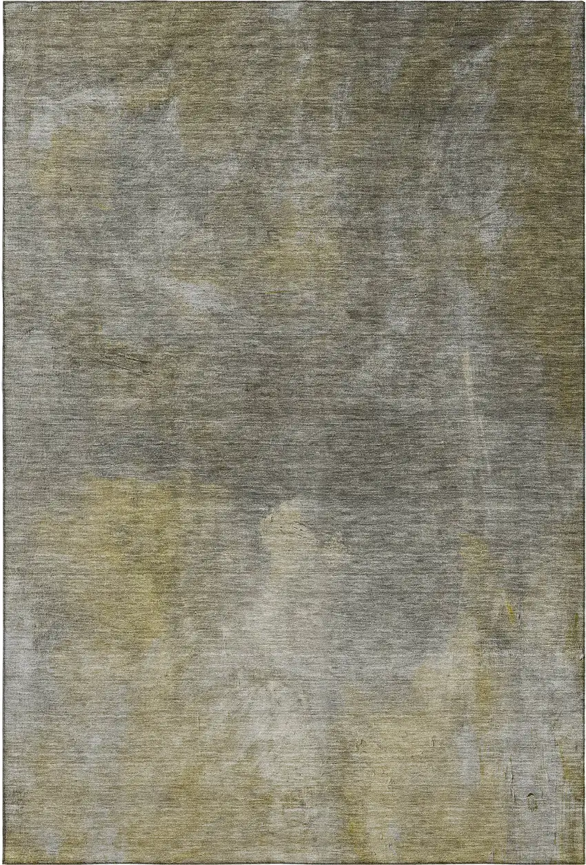 Pewter Beige And Gold Abstract Washable Area Rug With UV Protection Photo 5