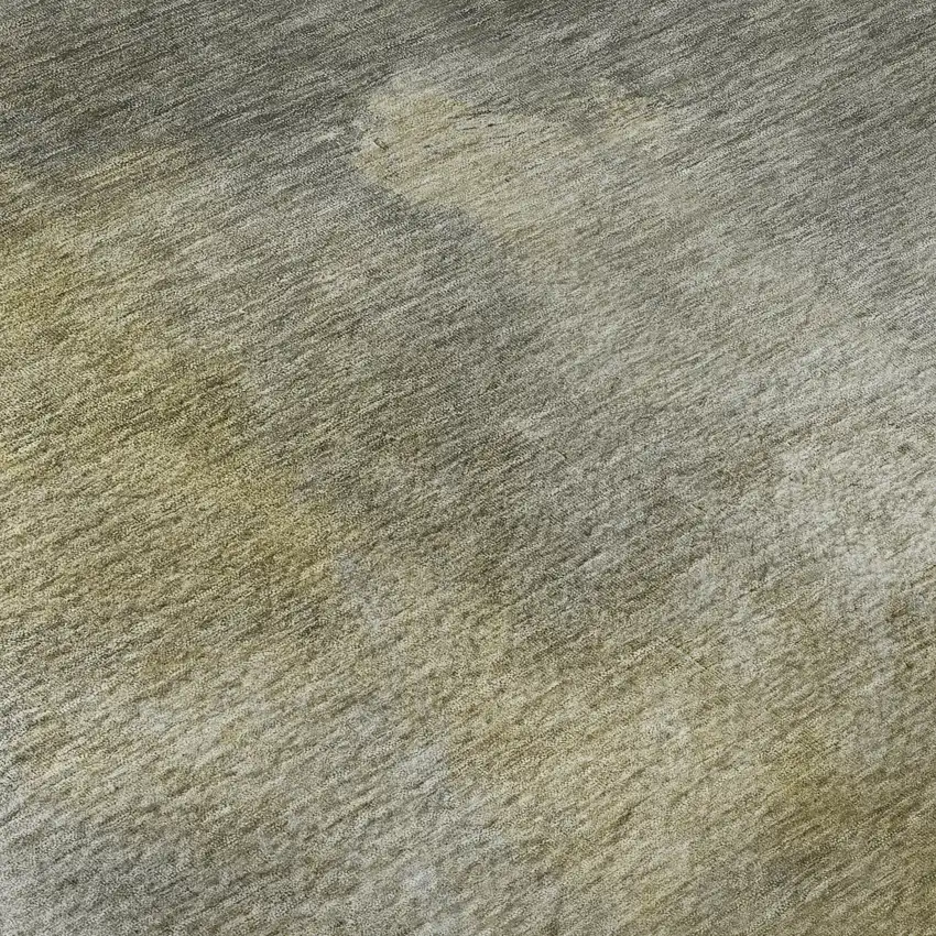 Pewter Beige And Gold Abstract Washable Area Rug With UV Protection Photo 1