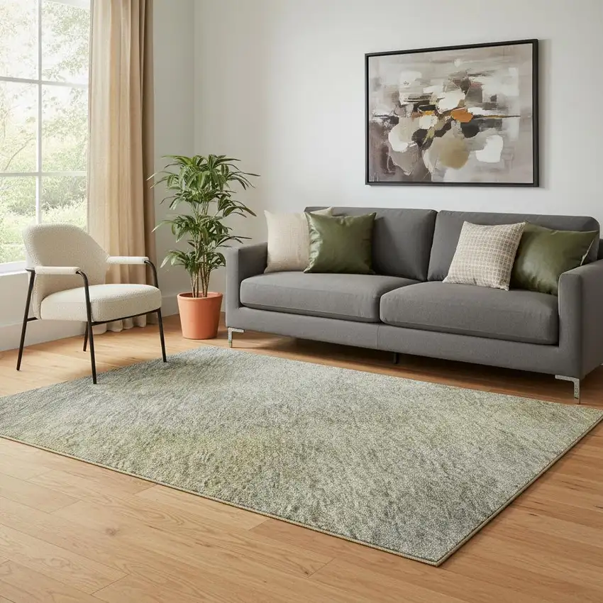 Pewter Beige And Gold Abstract Washable Area Rug With UV Protection Photo 2