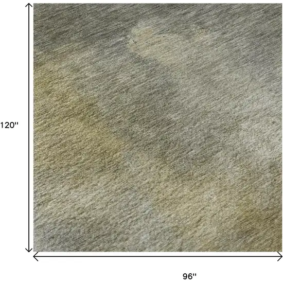 Pewter Beige And Gold Abstract Washable Area Rug With UV Protection Photo 8