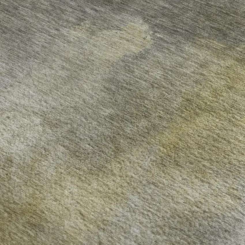 Pewter Beige And Gold Abstract Washable Area Rug With UV Protection Photo 2