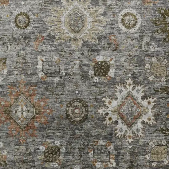 Pewter Beige And Gray Floral Medallion Washable Indoor Outdoor Area Rug Photo 3