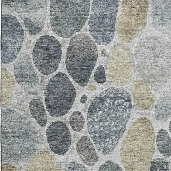 Pewter Beige And Gray Geometric Washable Area Rug With UV Protection Photo 3