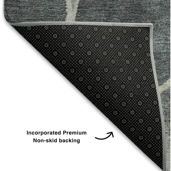 Pewter Beige And Gray Geometric Washable Area Rug With UV Protection Photo 7