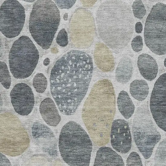 Pewter Beige And Gray Geometric Washable Area Rug With UV Protection Photo 3
