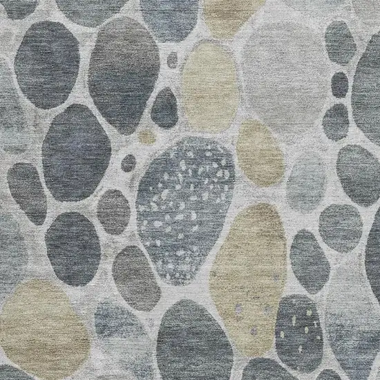 Pewter Beige And Gray Geometric Washable Area Rug With UV Protection Photo 3
