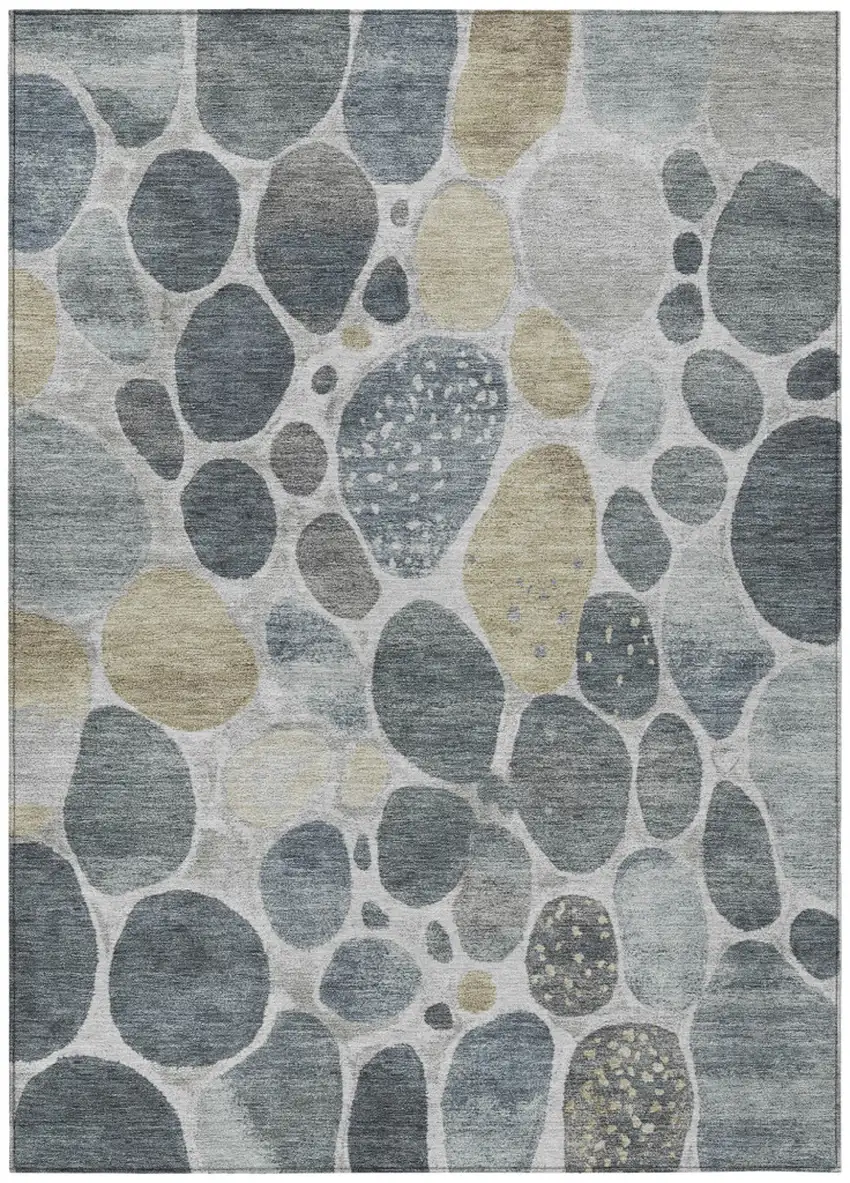 Pewter Beige And Ivory Geometric Washable Indoor Outdoor Area Rug Photo 8