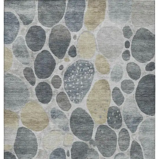 Pewter Beige And Ivory Geometric Washable Indoor Outdoor Area Rug Photo 1